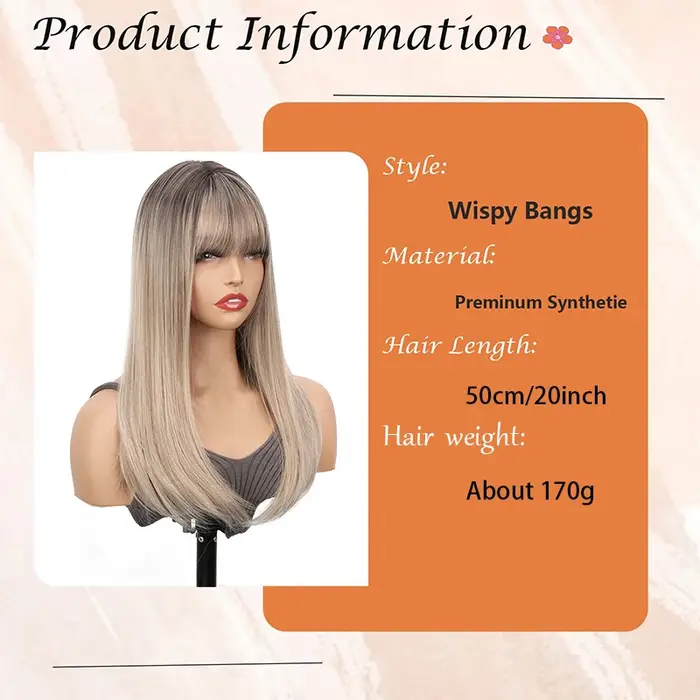 Topper pour cheveux pour femme avec frange : 3D 360 ° Morceau