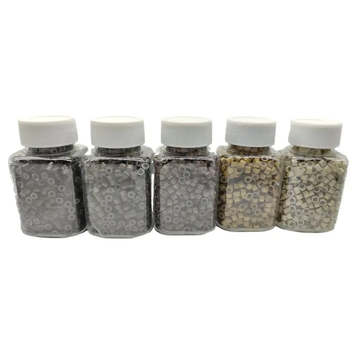 1000 pièces Extensions de cheveux Micro anneaux liens perles 5mm perles doublées de Silicone pour Ex