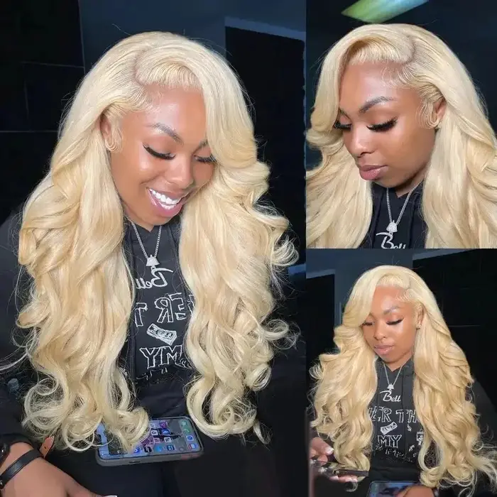 Perruque frontale HD Lace Body Wave 613 blonde 13x6 de 30 pouces en cheveux humains colorés, haute d