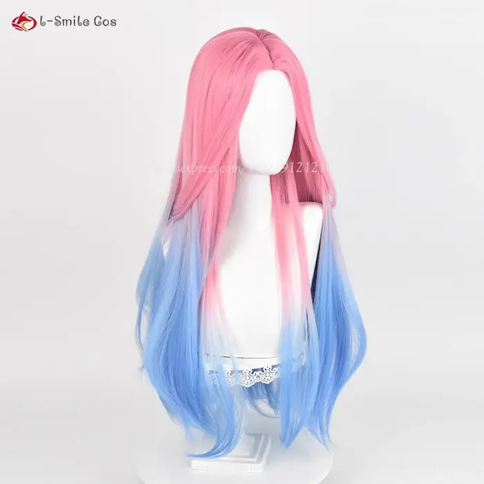 Anime Mizi Cosplay perruque 76 cm de Long rose bleu teint dégradé perruques résistant à la chaleur cheveux synthétiques