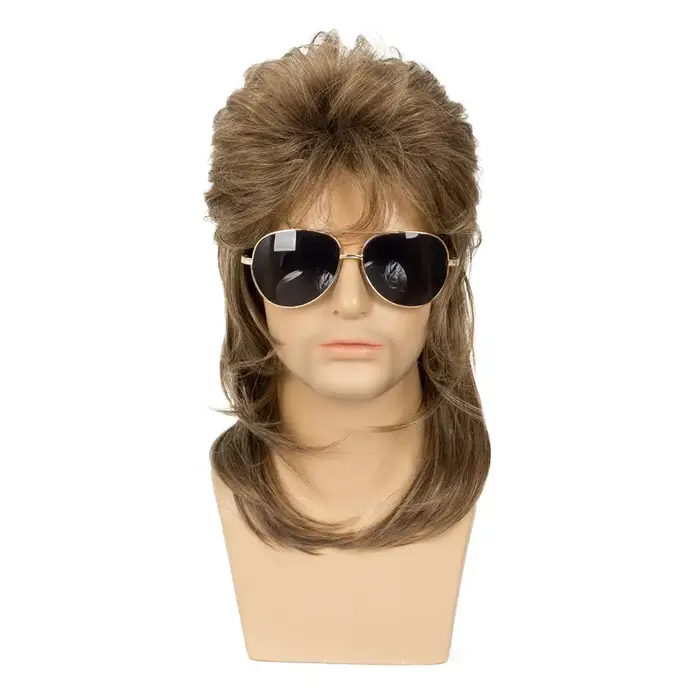 Perruques mulet pour hommes synthétiques des années 70 et 80 Costumes