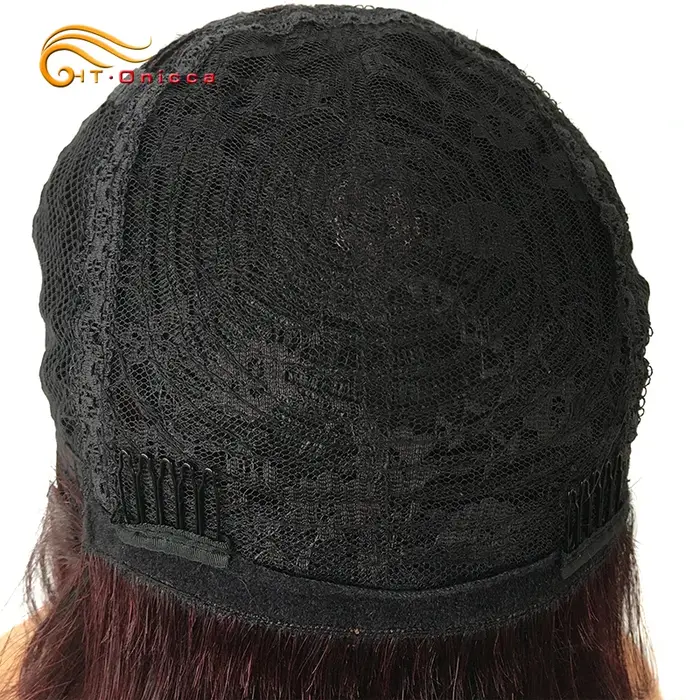 Perruque rouge avec frange de cheveux humains
