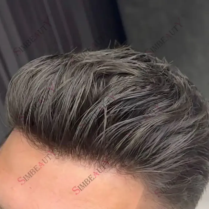 Prothèse capillaire pour homme en cheveux naturels, la moins chère, avec ligne de cheveux naturelle, micro-peau, système complet en peau fine, robuste et durable
