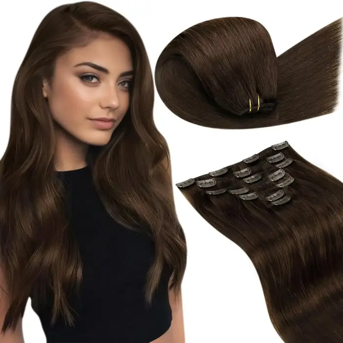 LaaTyo-Extensions de cheveux brésiliens Remy à clip
