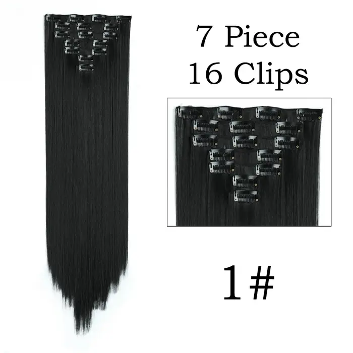Extensions de Cheveux Synthétiques Longs et Lisses, Postiches Blondes Noires, Degré de Chaleur, Faux