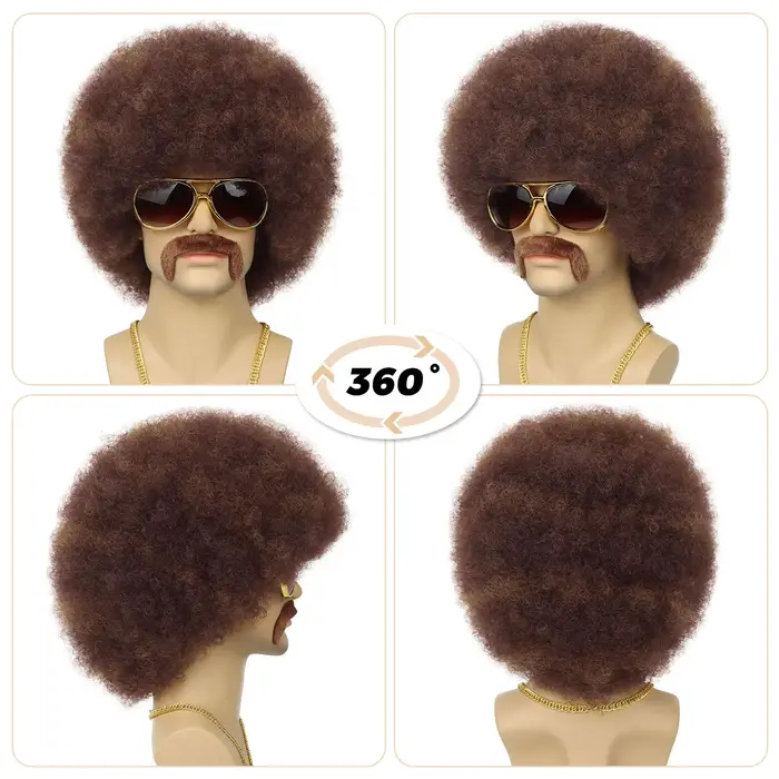 Perruque Afro synthétique bouffante pour hommes