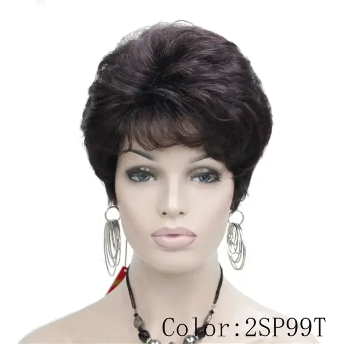 Perruque synthétique courte bouclée blonde/auburn pour femmes