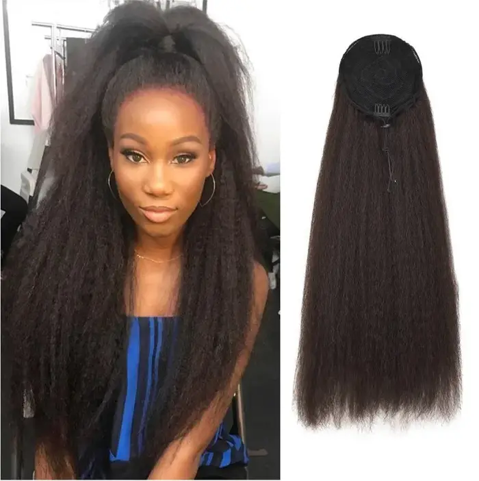 Extension de queue de cheval afro synthétique longue