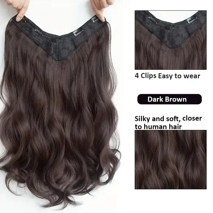 Extensions de cheveux synthétiques invisibles à longues vagues – Look