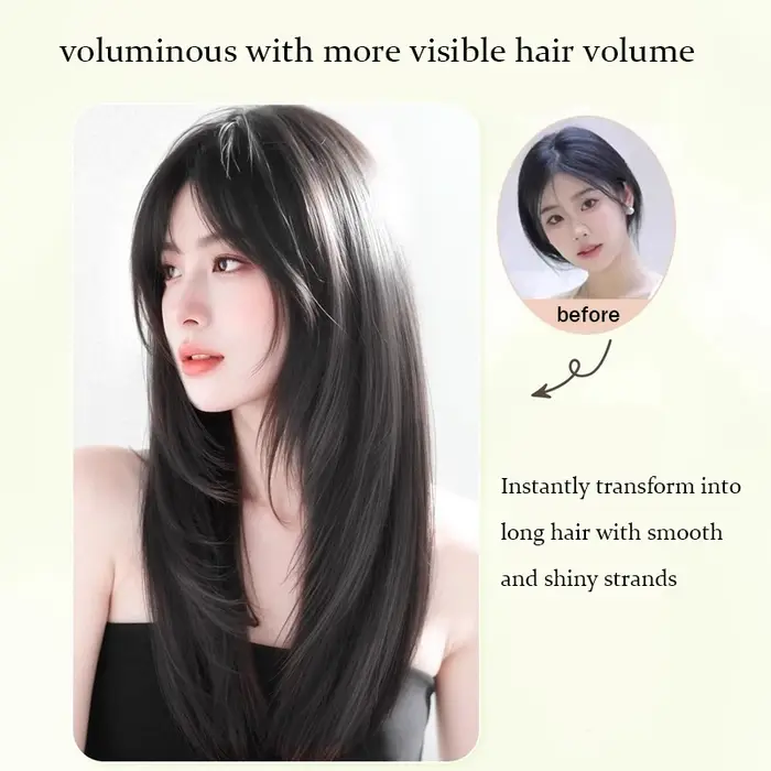 LUPU 24 pouces perruques cheveux noir perruque synthétique