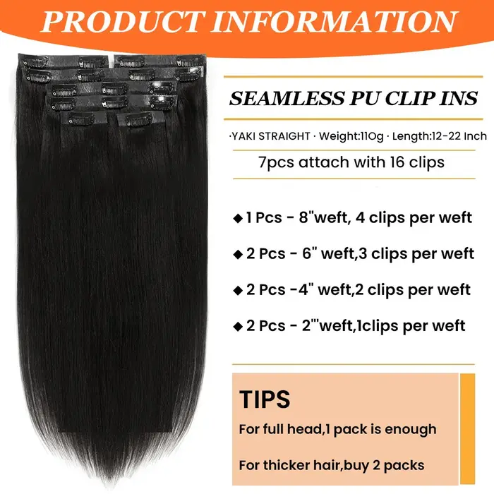 Extensions de cheveux humains Yaki lisses sans couture