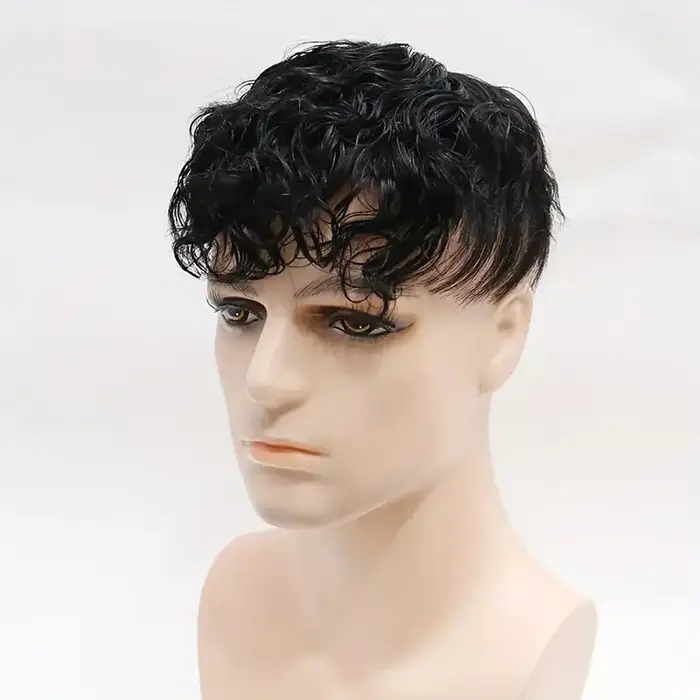 Perruque naturelle courte bouclée pour hommes