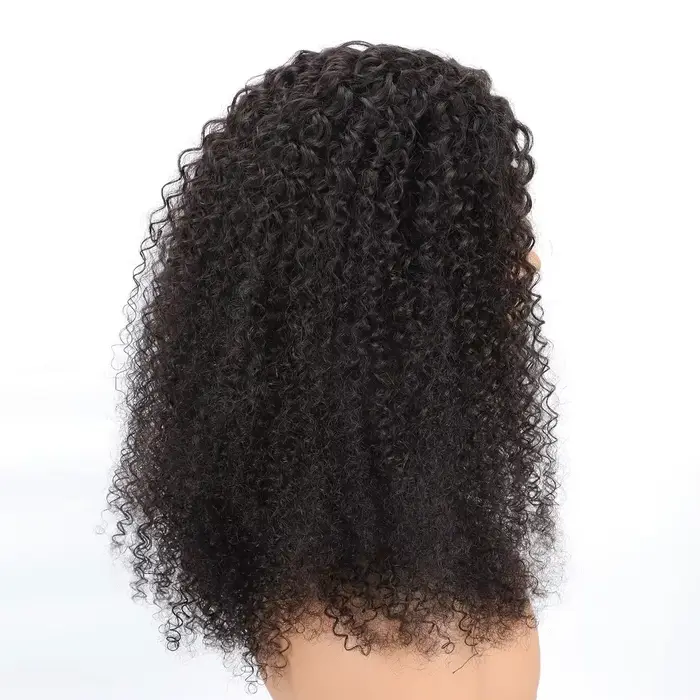 Perruque mi-tête bouclée en cheveux humains 250% densité