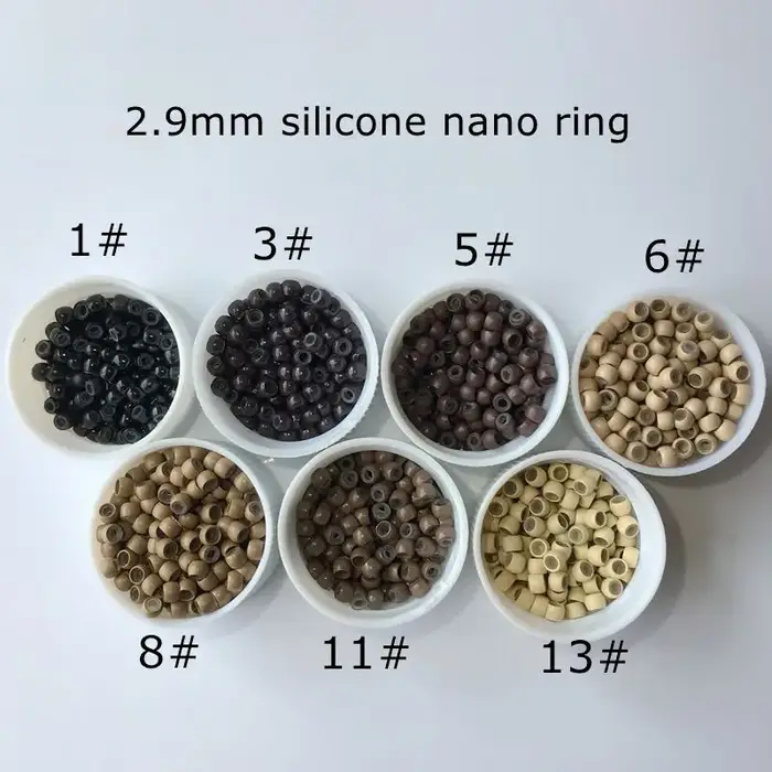 3000 pièces/lot, anneaux nano en silicone noir de 2