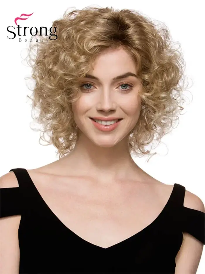 Strongbeauty Auburn perruques synthétiques perruque de cheveux courts bouclés pour les femmes