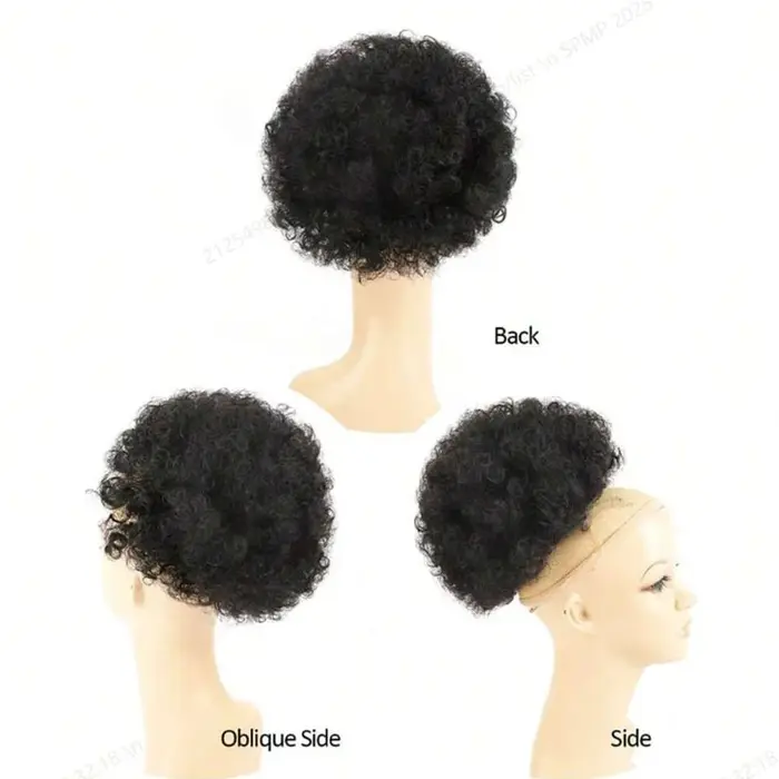 Extension de queue de cheval afro synthétique courte noire avec cordon de serrage pour femmes noires