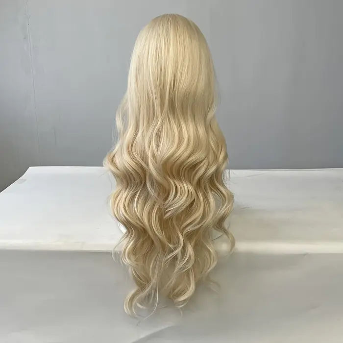 Perruque synthétique blonde pour femmes, avec grandes vagues et cheveux longs bouclés, ensemble comp