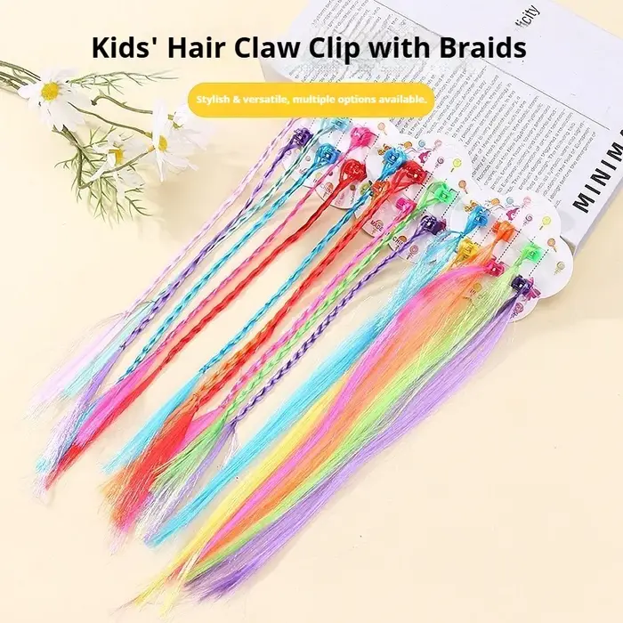 6 pièces pour enfants, extensions de cheveux colorées avec épingles