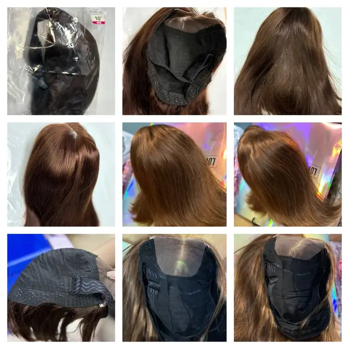 Chocolate Brown Glueless Wigs Human Hair 10 12 Pouces Perruques Cheveux Humains Sans Colle Perruque 