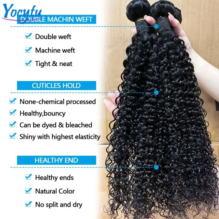 YOCYTU 242424 Pouces Tissage Humain Hair Curly Wave Tissage Brésilien 100% Cheveux Humain 12A Tissag