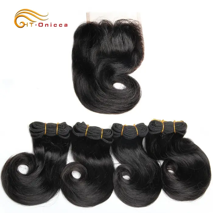 Paquets de cheveux humains bouclés rebondissants avec fermeture Extensions de tissage