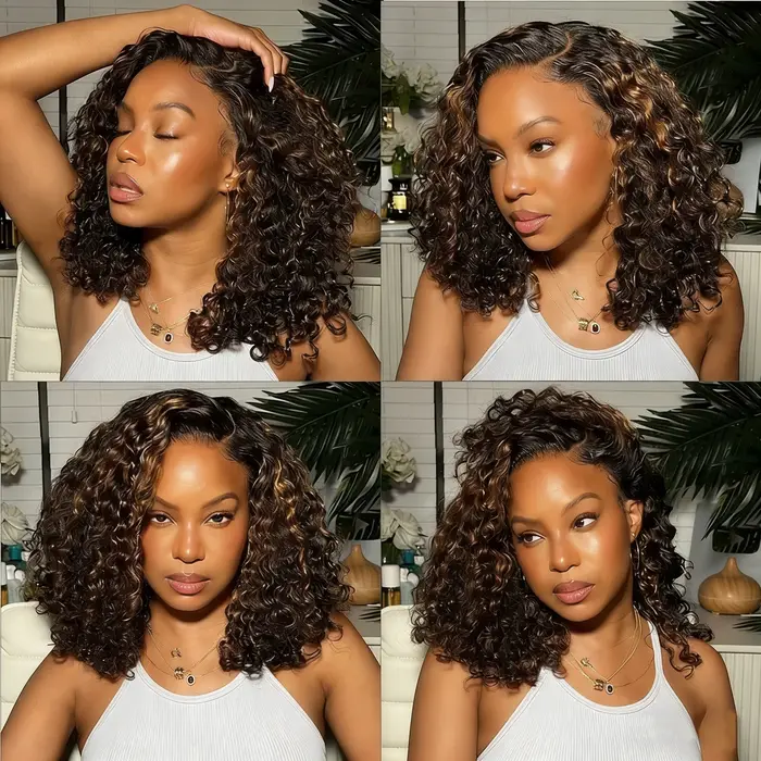 ISEE Hair # Perruques sans colle 7x5 en cheveux humains, effet ombré 2/30, ondulées, pré-épilées, pr