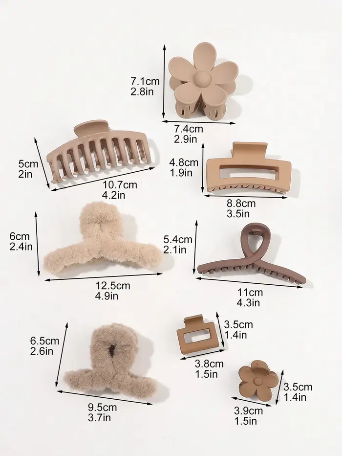 8 pièces automne hiver rose mode cheveux accessoires pour femmes 4.9 pouces grandes pinces