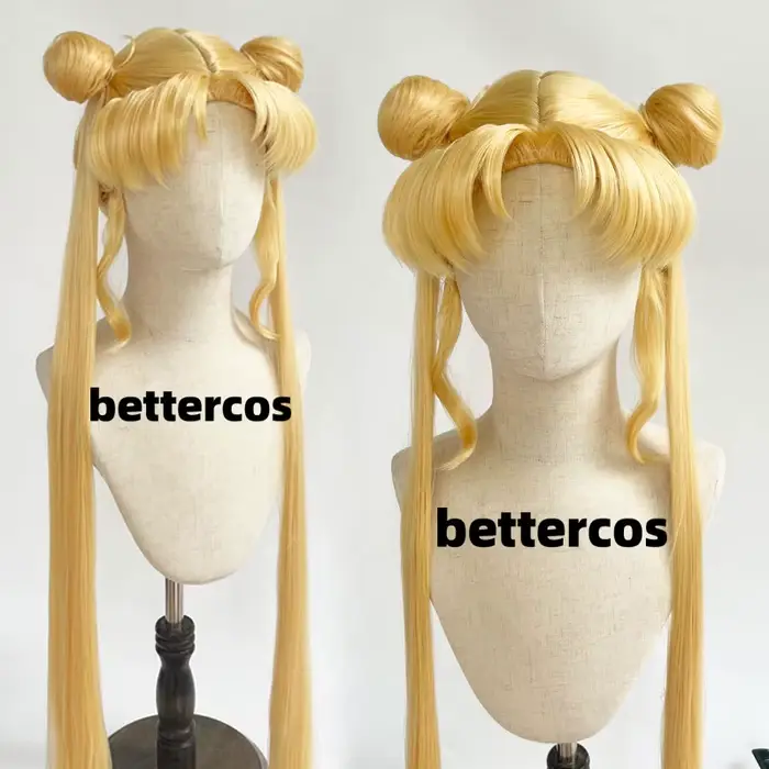 Serena Tsukino Usagi Cosplay perruque Annie 130 cm blond argent Double longue queue de cheval résist