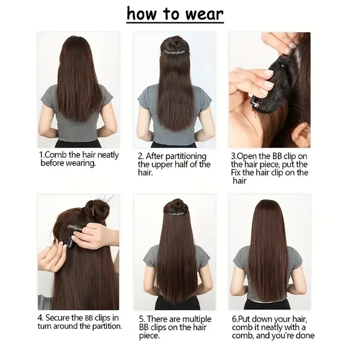 Extension de cheveux synthétiques longs et lisses de 32 pouces/40 pouces