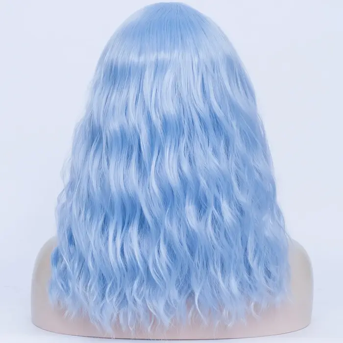 Perruque synthétique bleue longue et bouclée pour femmes