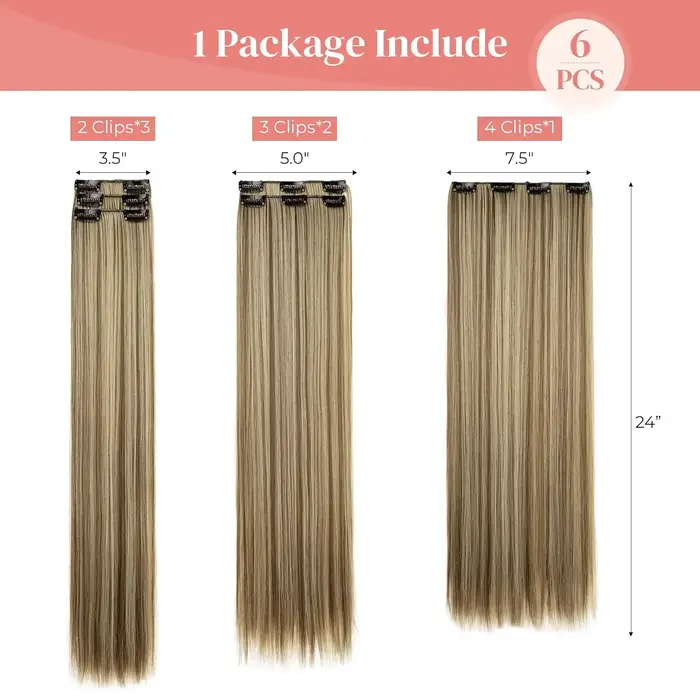 Extensions capillaires synthétiques légères à clips