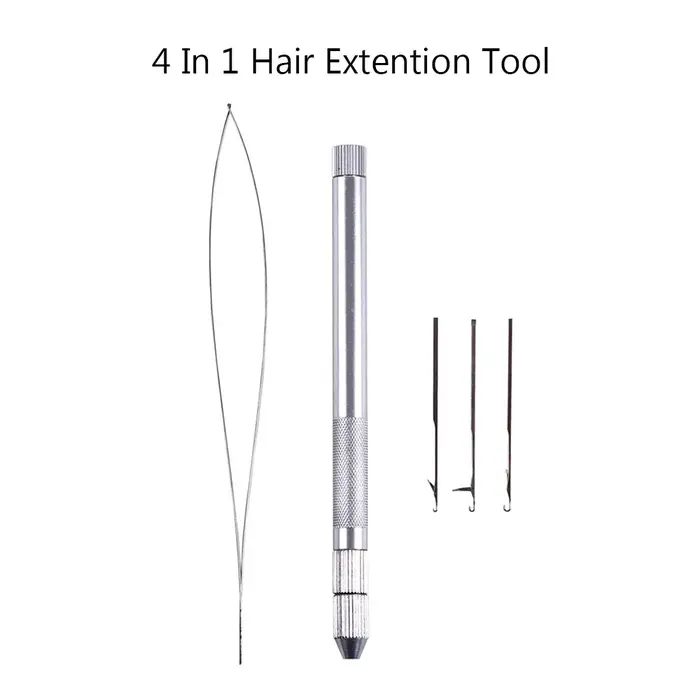 Outils d'extension de cheveux 4 en 1, comprend une enfile-aiguille à boucle, des aiguilles à tricote