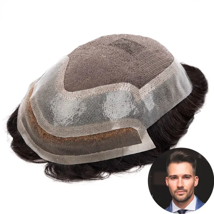 Perruque Toupet Swiss Lace Front pour Homme