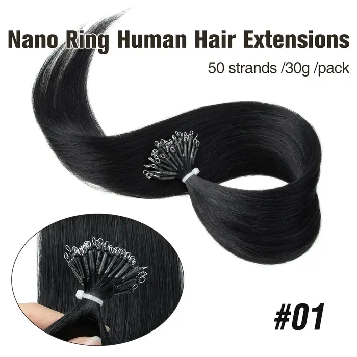 Extensions capillaires MRSHAIR Nano en cheveux humains, brun foncé, pré-collées, fusion à froid