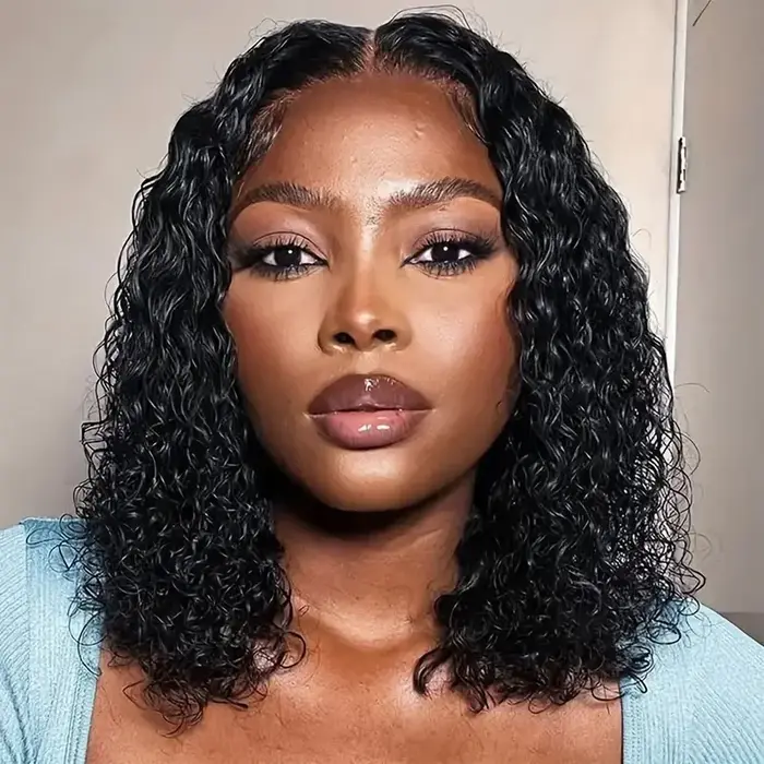Perruques Courtes Bob Bouclées Dialola Water Curly 220% Brésiliennes Prêtes à Porter 5x5 Sans Colle