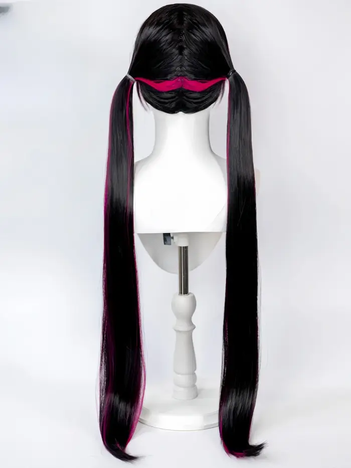 REEWES 40 pouces de Long noir rose droite cheveux synthétiques monstre haute Draculaura perruque avec Bang pour adolescent Cosplay déguisement d'halloween