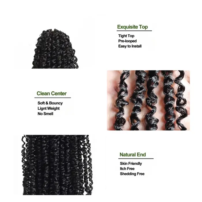 Extensions de cheveux synthétiques pré-bouclées pour tresses au crochet de 20 pouces