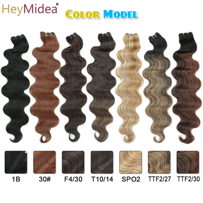 Extensions de cheveux synthétiques naturels Body Wave, tissage en mèches, Ombré Blond Piano, épaisseur 'Loose Deep', pour queue de cheval