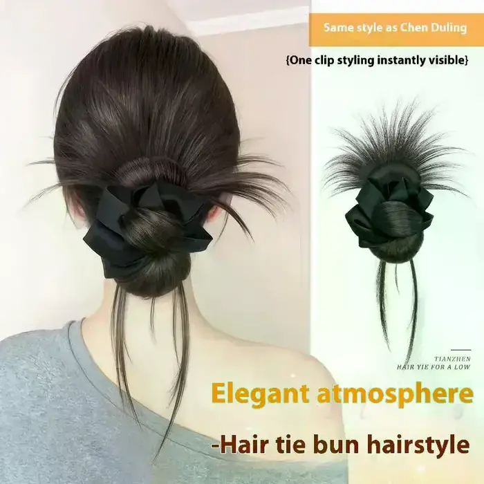Pince à chignon synthétique en désordre avec bandeau