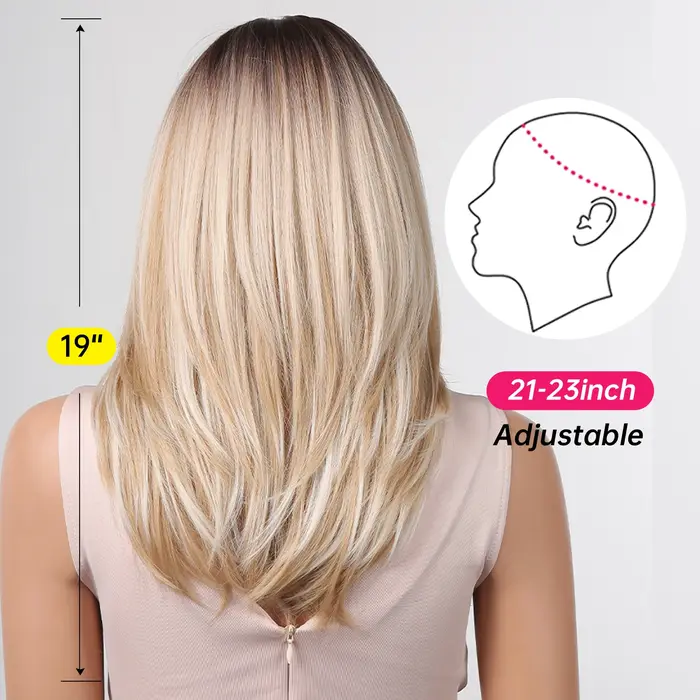 ALAN EATON – perruques synthétiques blondes longues pour femmes, perruque avec frange, couleur ombré