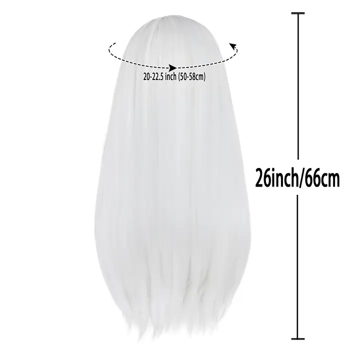 Perruque synthétique longue et lisse blanche pour femmes