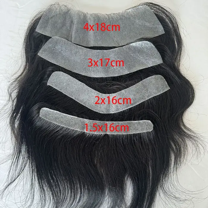 Prothèse capillaire pour hommes en PU à peau fine, système de remplacement capillaire frontal en V, 