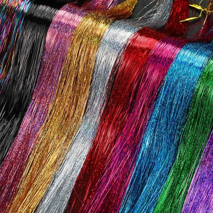 93cm coloré Bling Extension de cheveux accessoires Laser or brillant fil métallique Extensions