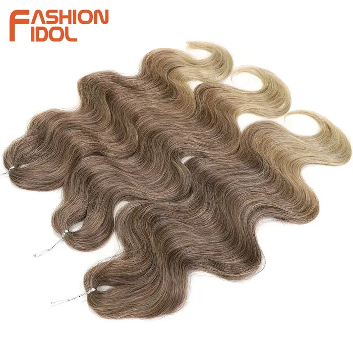 FASHION IDOL 24 pouces vague de corps Crochet cheveux 3 pièces tresses de cheveux synthétiques faux 