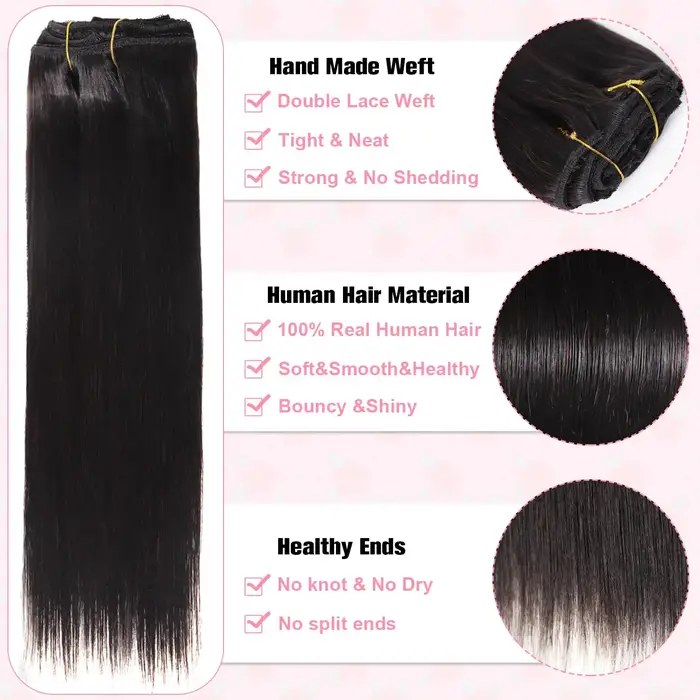 Extensions de cheveux à clips de 18/20/22 pouces