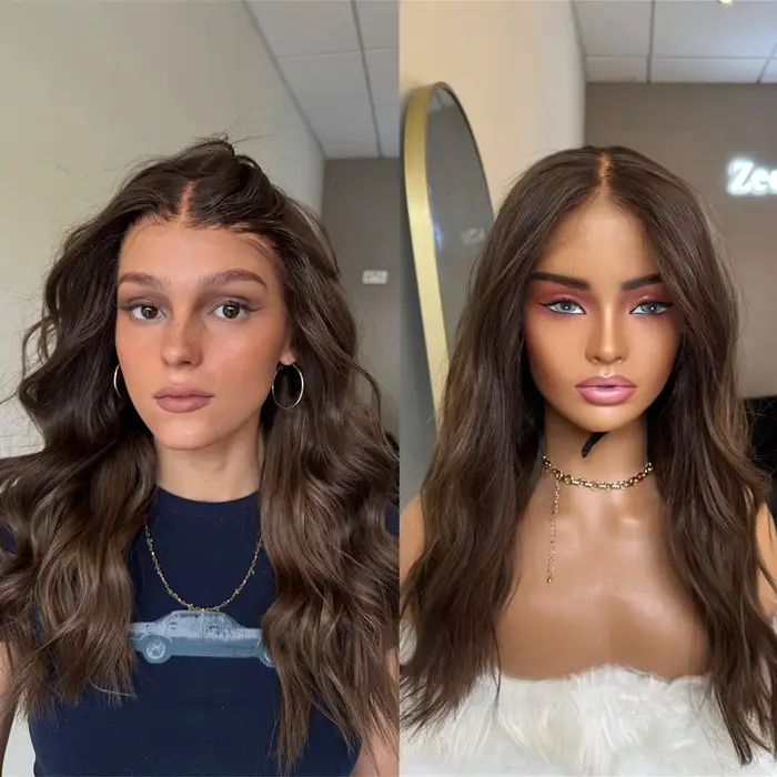 Perruque Lace Front Wig synthétique moka brune