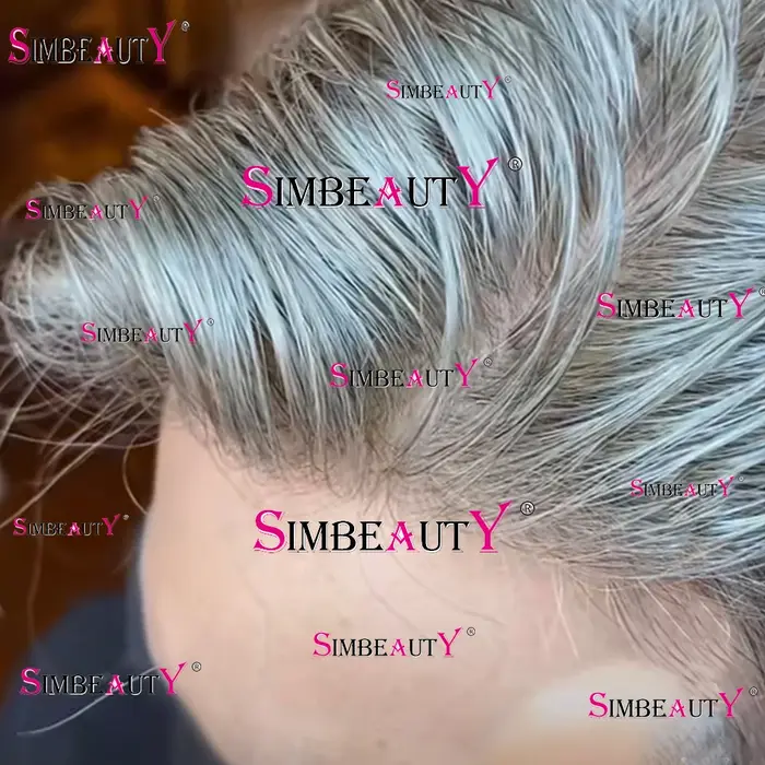 Indétectable noir gris 1B65 1B80 hommes toupet Durable peau mince cheveux humains Microskin pleine P