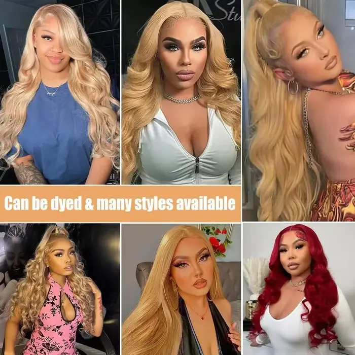 Perruque Lace Front Wig Body Wave brésilienne naturelle, cheveux humains, couleur blond miel, 13x4,