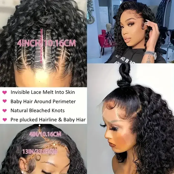 Perruque Cheveux Humains Bouclés Crépus Mongols 13x4 Lace Front 100%