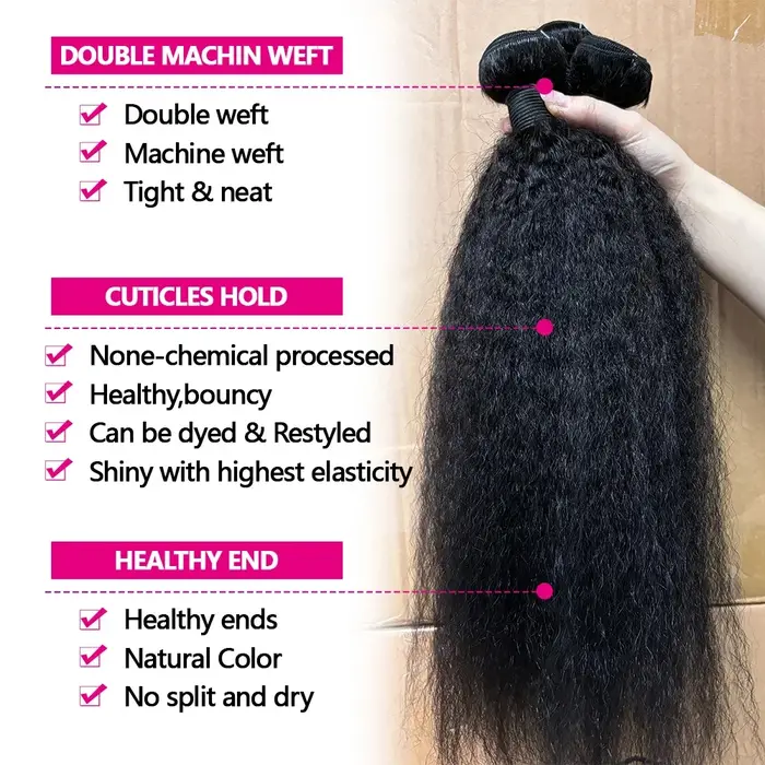 Kinky Straight Tissage Cheveux Humains Extension Cheveux 32 Inch Tissage Brésilienne 100% Human Hair